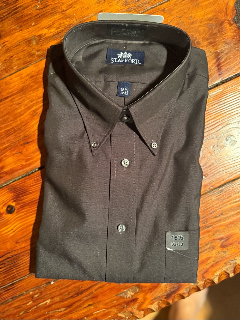 Stafford Men's Black Button-Down Dress Shirt NWT